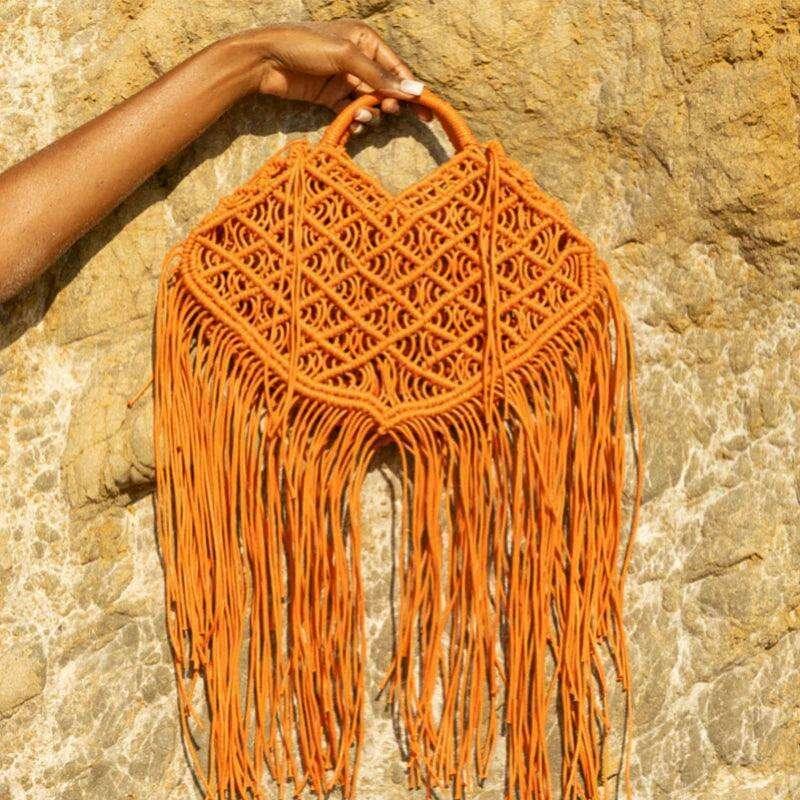 Handmade macrame bag with tassels