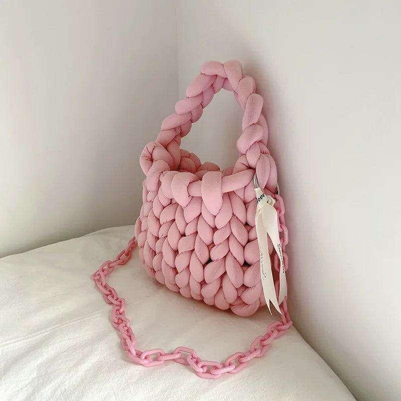 Multicolored knitted bag for women