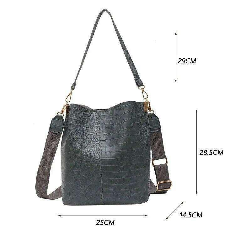 A fashionable shoulder bag with a unique look and crocodile texture