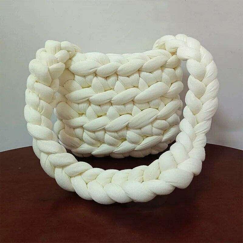 Soft fabric braided shoulder bag