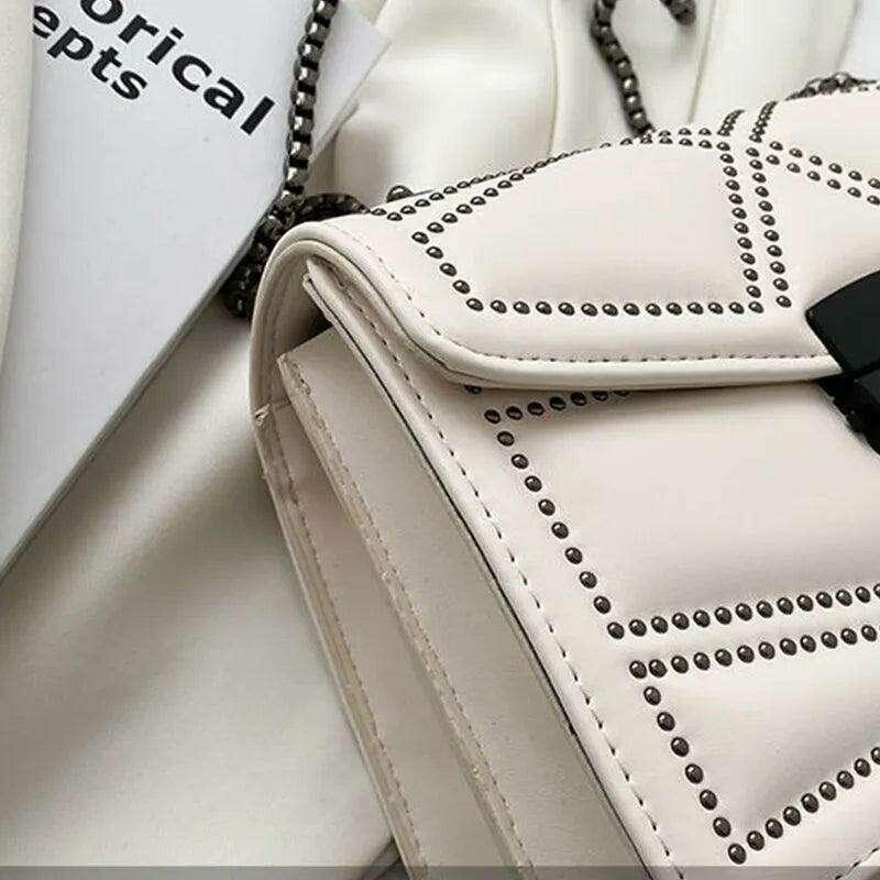 Black leather crossbody bag for women