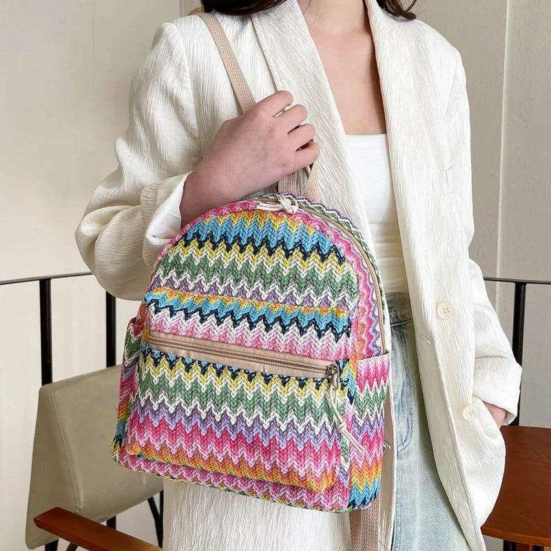 Colorful woven backpack