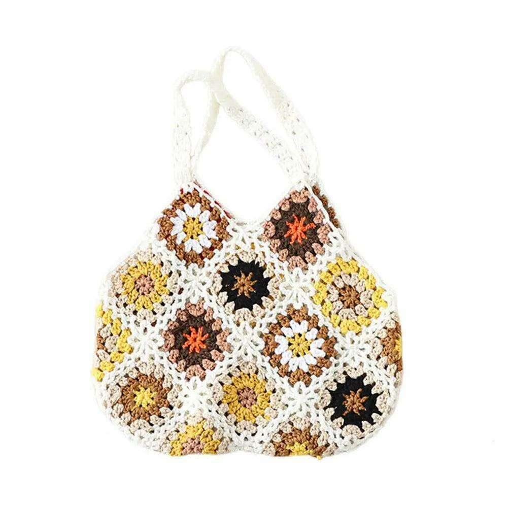 Handmade floral knitted bag for women