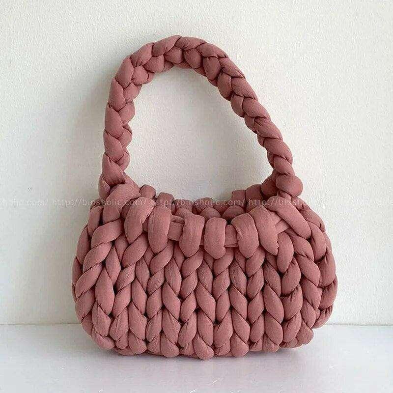 Knitted bag with braided design