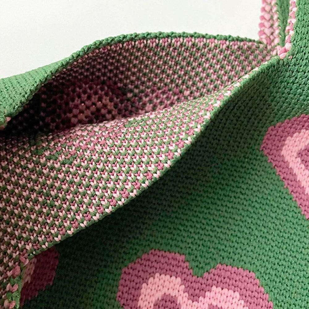 תיק בד עם דוגמת לבבות