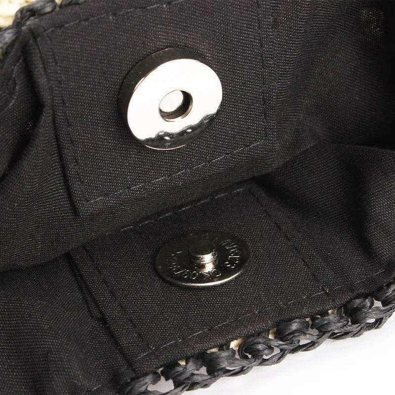 Handmade knitted side bag in geometric style