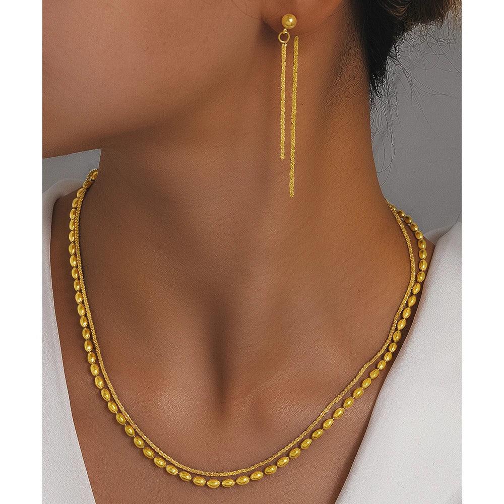 סט תכשיטים לנשים – שרשרת חרוזים עם עגילים תואמים