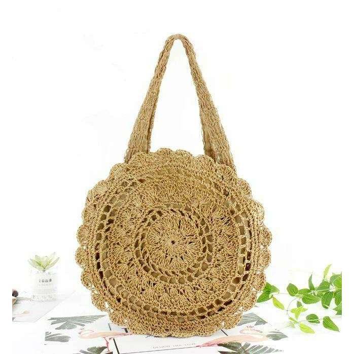 Women's Round Knitted Straw Bag