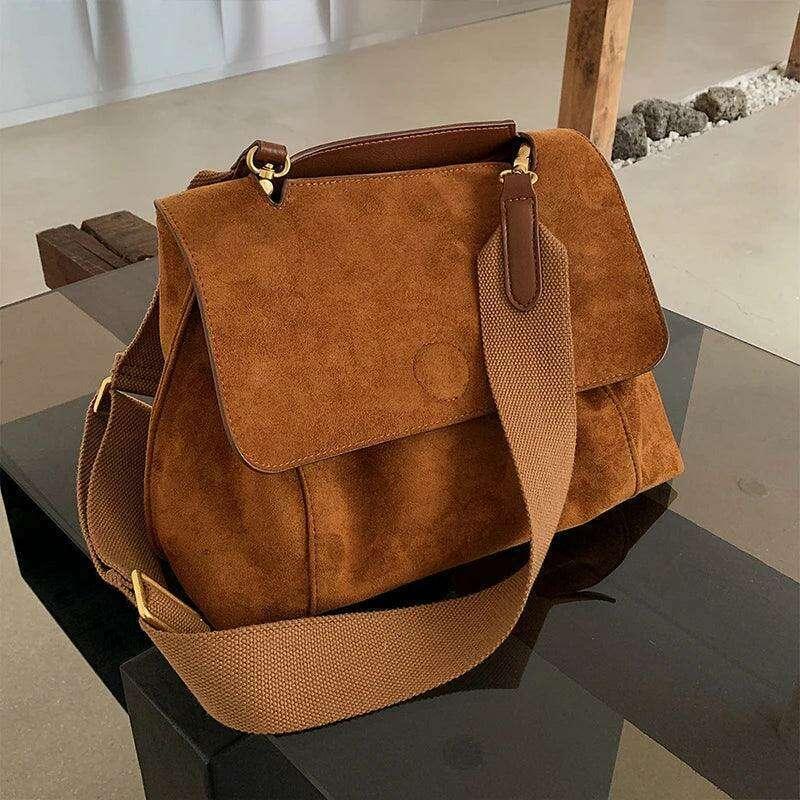 Suede leather designed shoulder bag