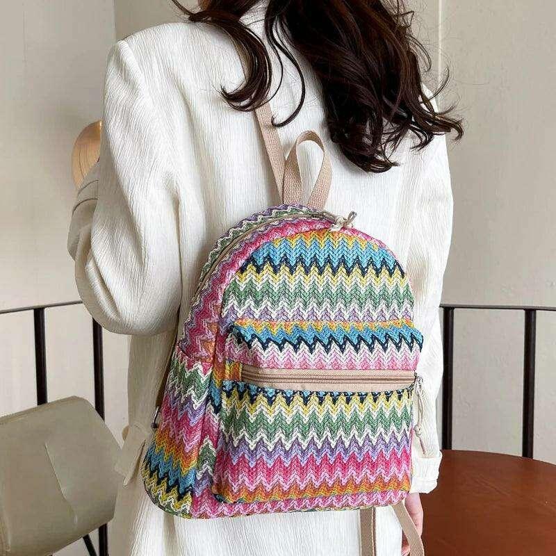 Colorful woven backpack