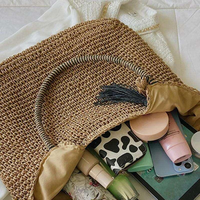 תיק קש ייחודי בסגנון בוהו