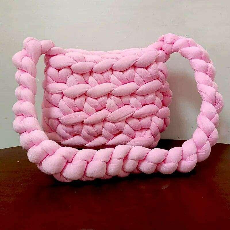 Soft fabric braided shoulder bag