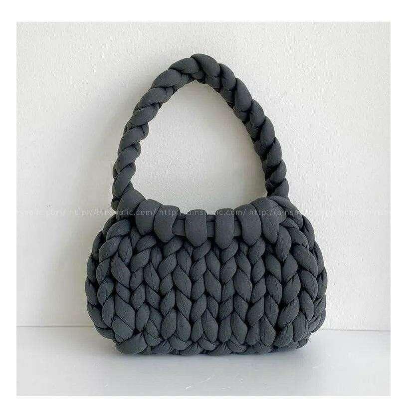 Knitted bag with braided design