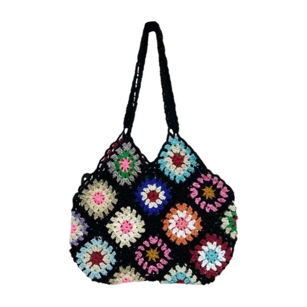 Handmade floral knitted bag for women