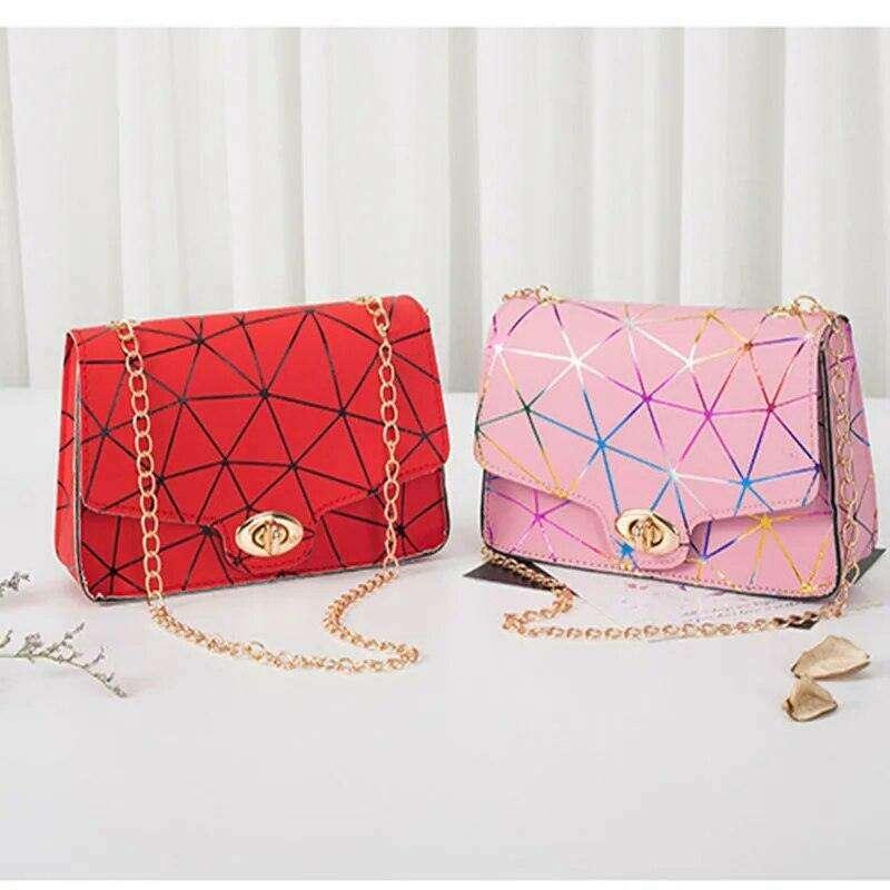Women's evening bag with a glamorous geometric design