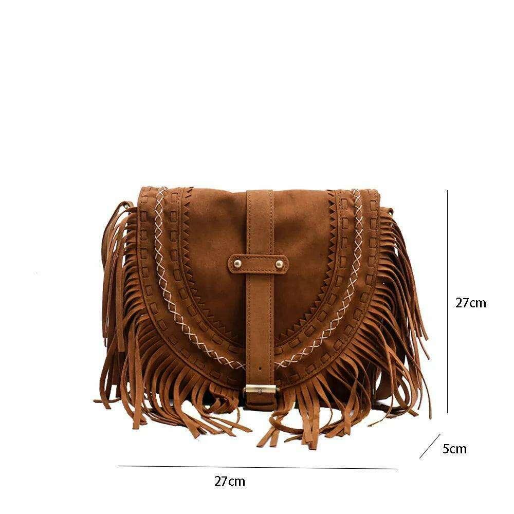 Bohemian style leather crossbody bag for women