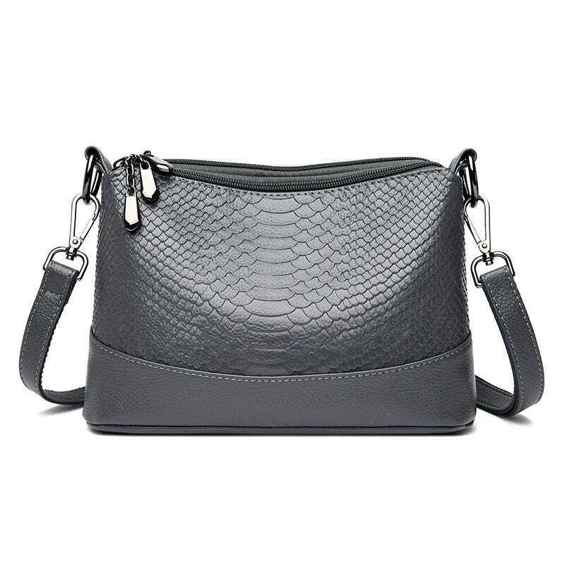 Women's snake-like leather crossbody bag