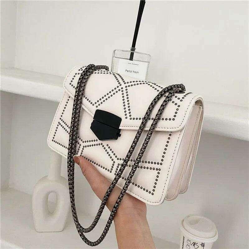 Black leather crossbody bag for women