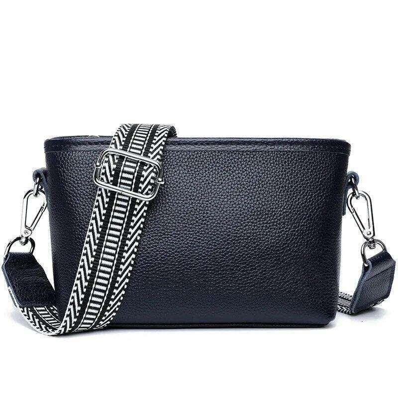 Small leather crossbody bag for women with a designed strap