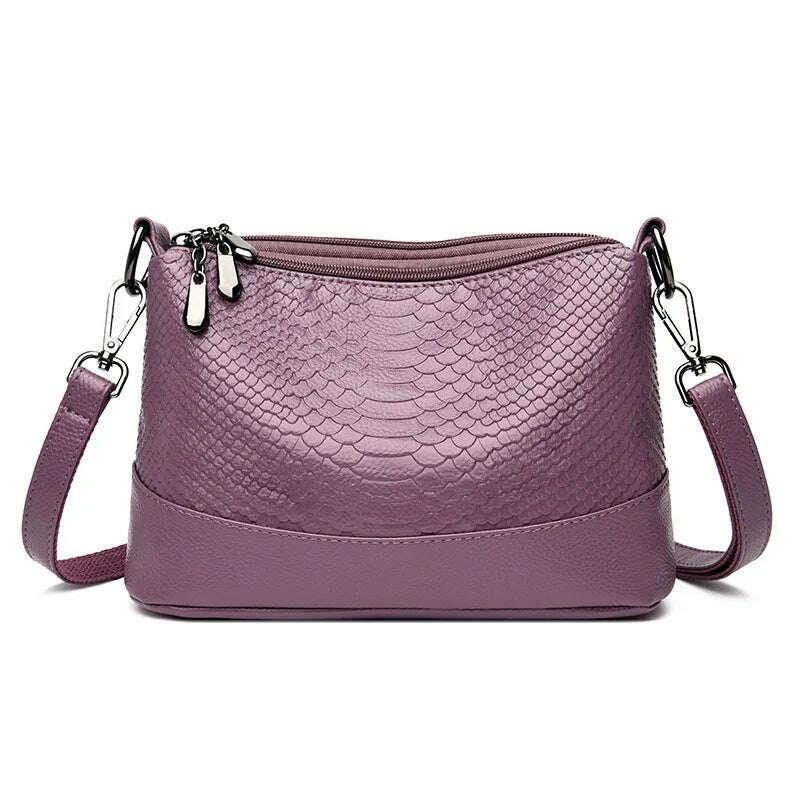 Women's snake-like leather crossbody bag