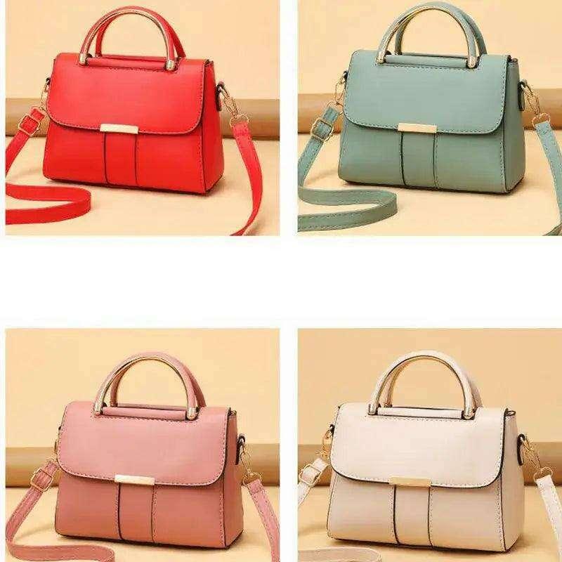 Elegant women's handbag with metal handle