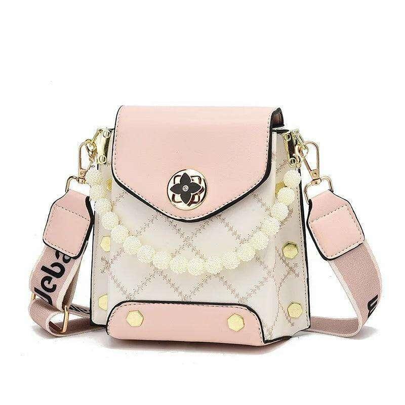 תיק צד אופנתי עם פנינים ורצועת בד