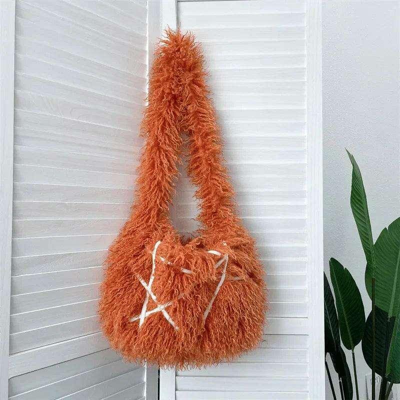 Furry crossbody bag for women