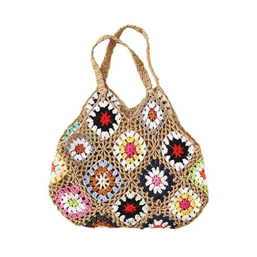 Handmade floral knitted bag for women