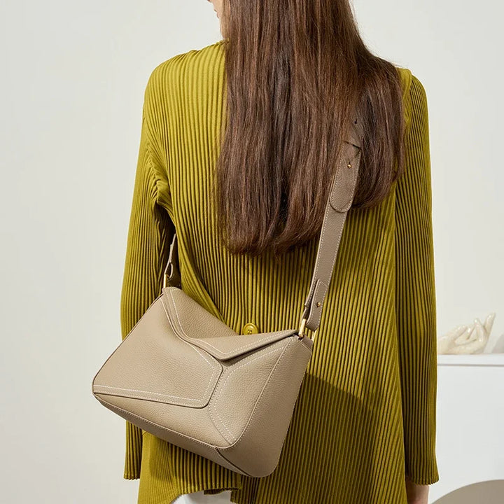 Geometric Shoulder Bag for Women | Genuine Cowhide Leather | Luxury and Fashionable Design