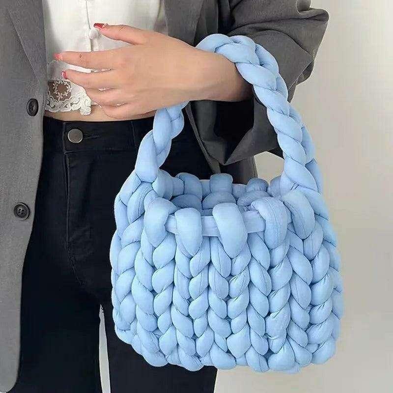 Knitted bag with braided design