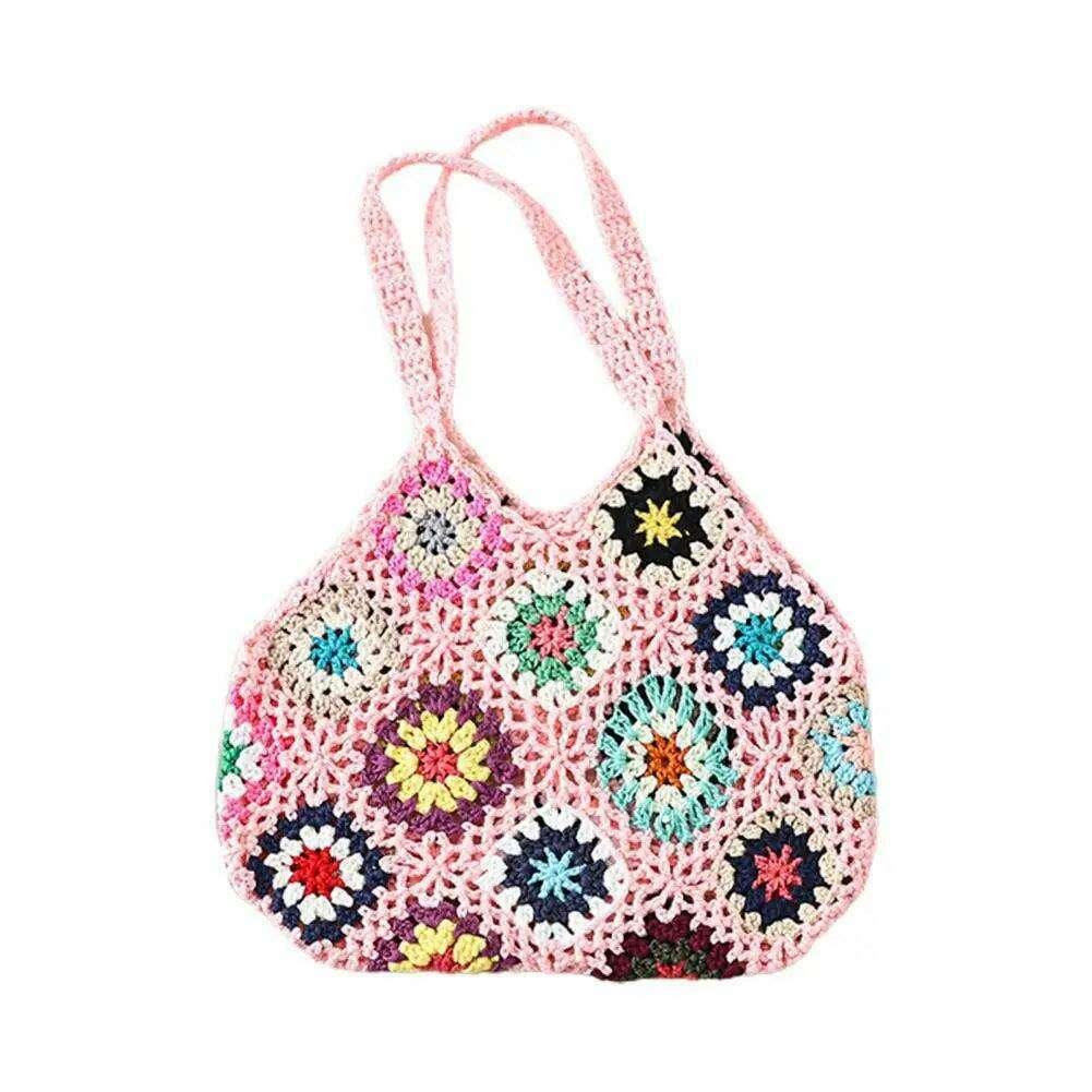 Handmade floral knitted bag for women