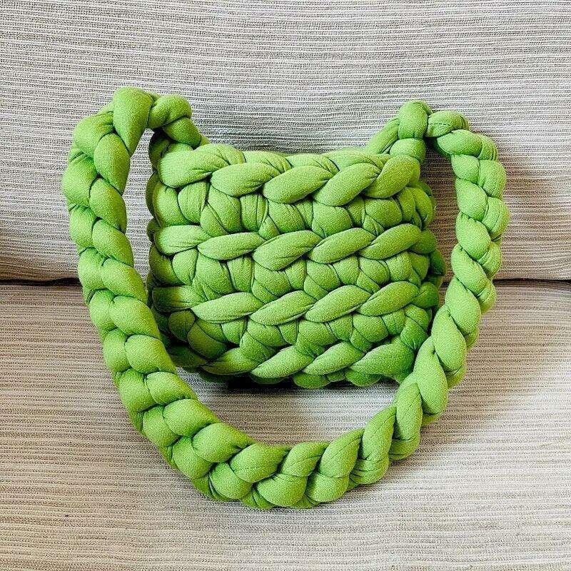 Soft fabric braided shoulder bag