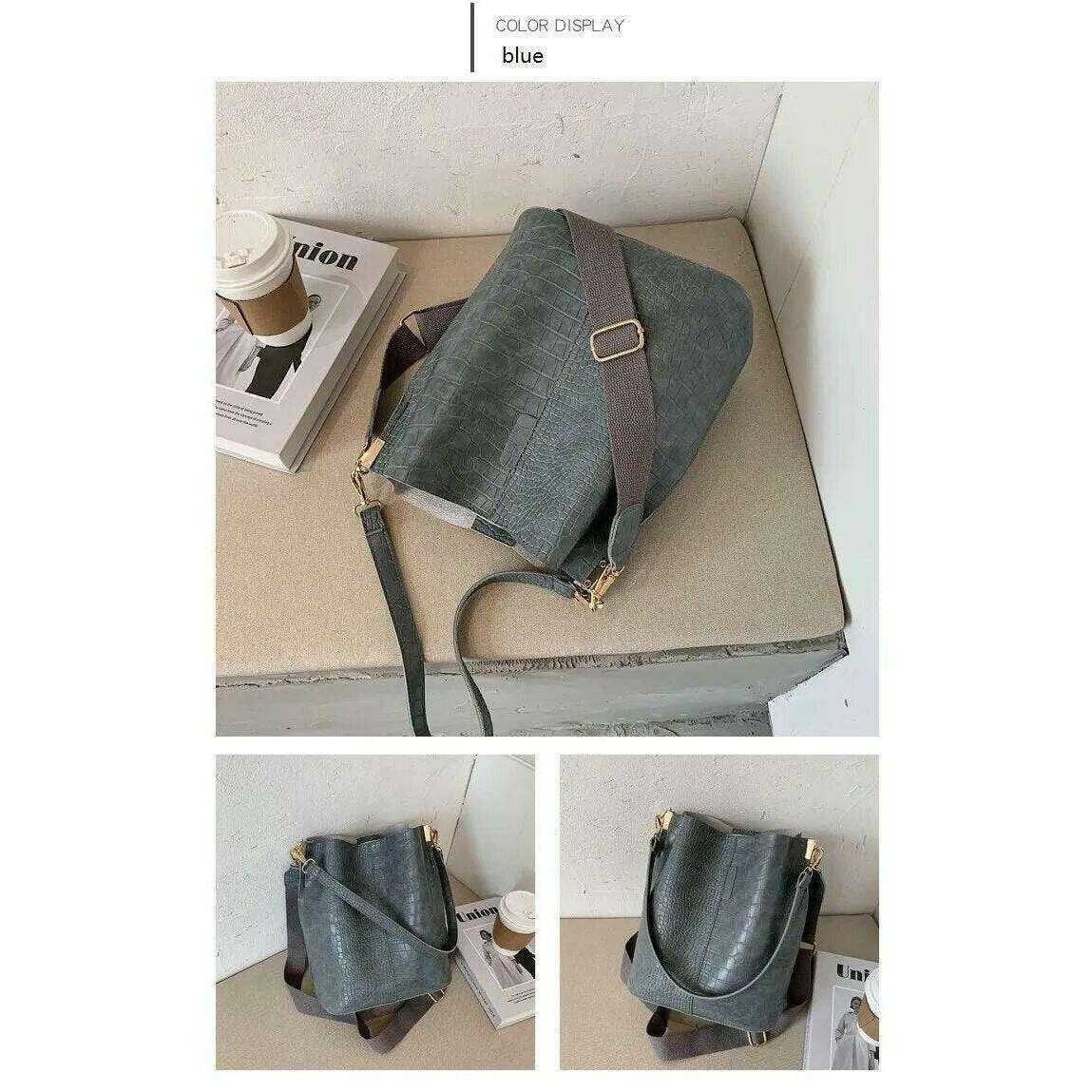 A fashionable shoulder bag with a unique look and crocodile texture