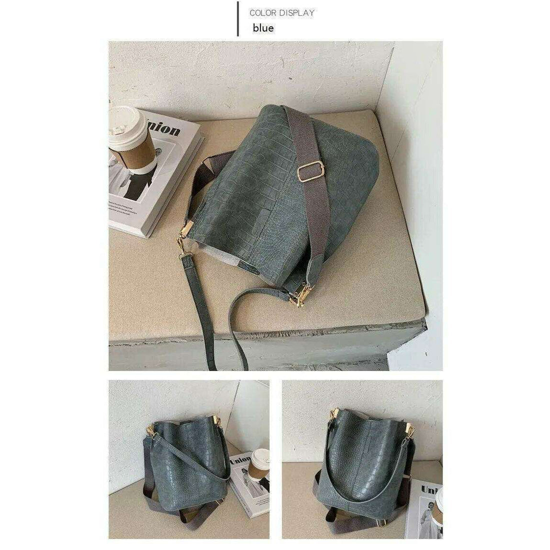 תיק כתף אופנתי במראה ייחודי ומרקם קרוקודיל