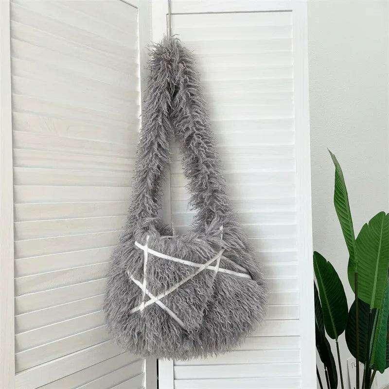 Furry crossbody bag for women