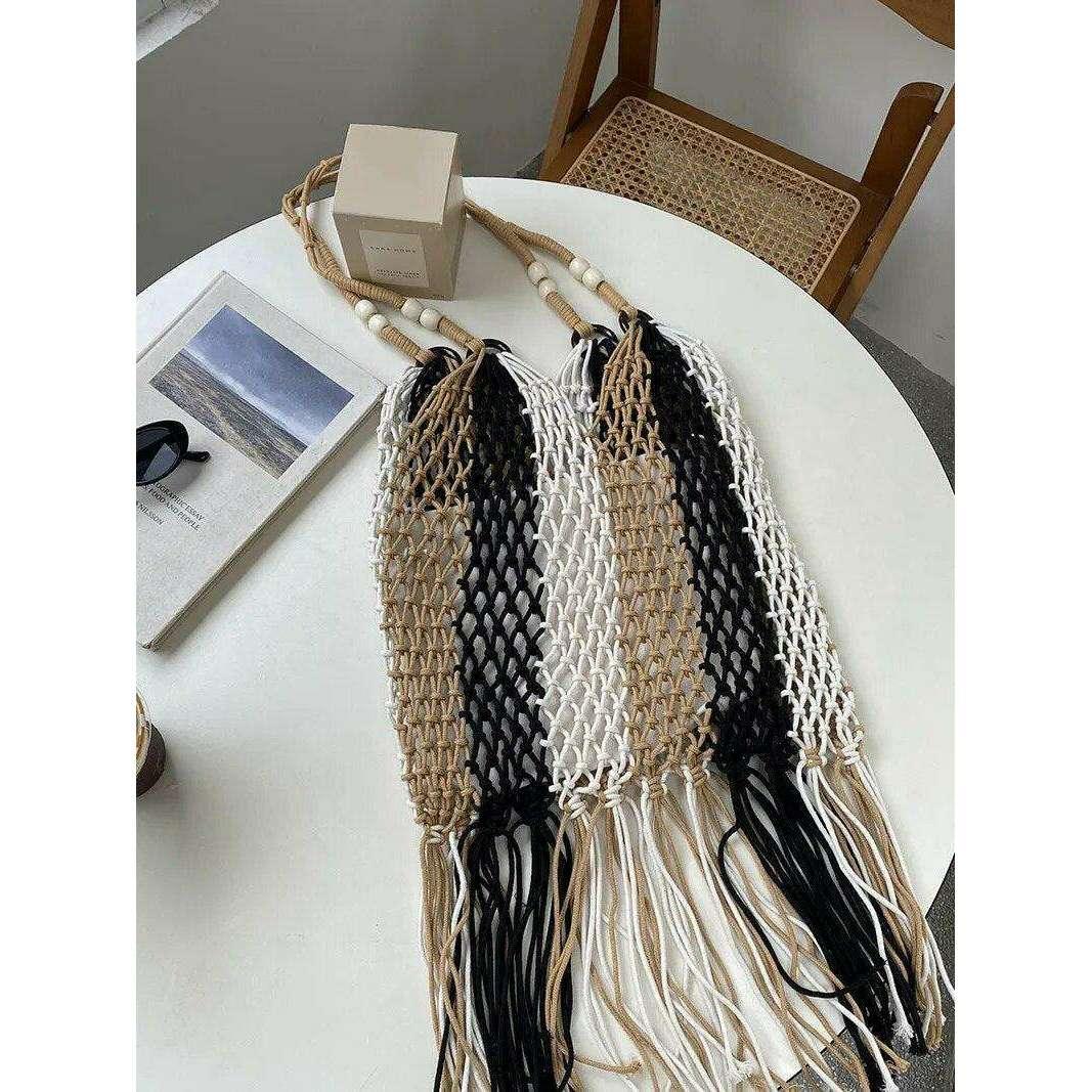 Bohemian design mesh bag with beads