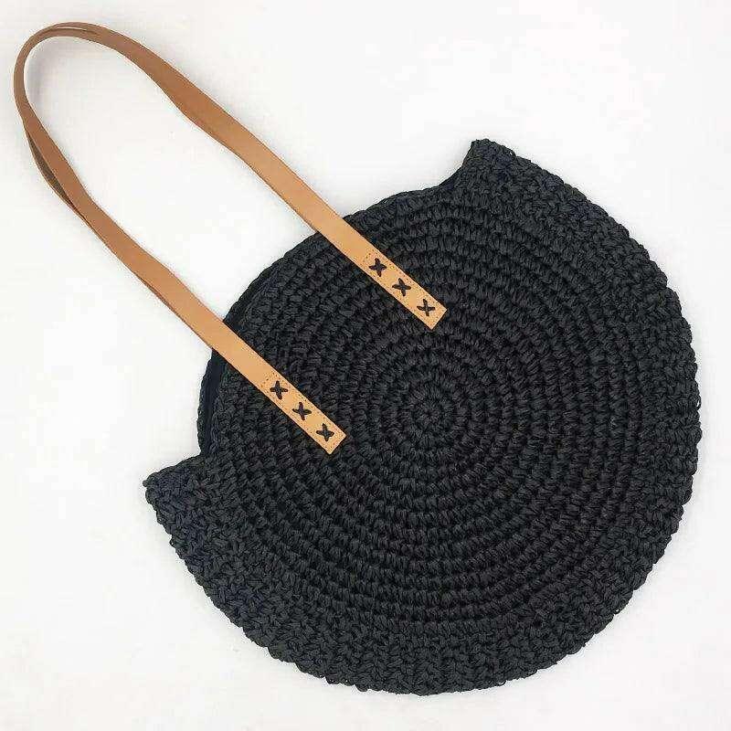 Handmade braided round shoulder bag
