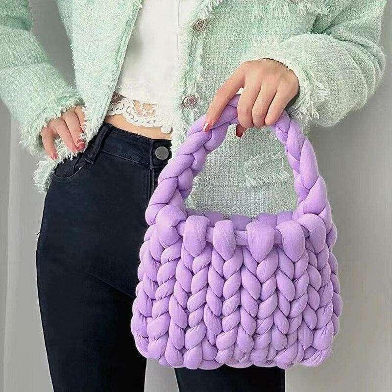 Knitted bag with braided design