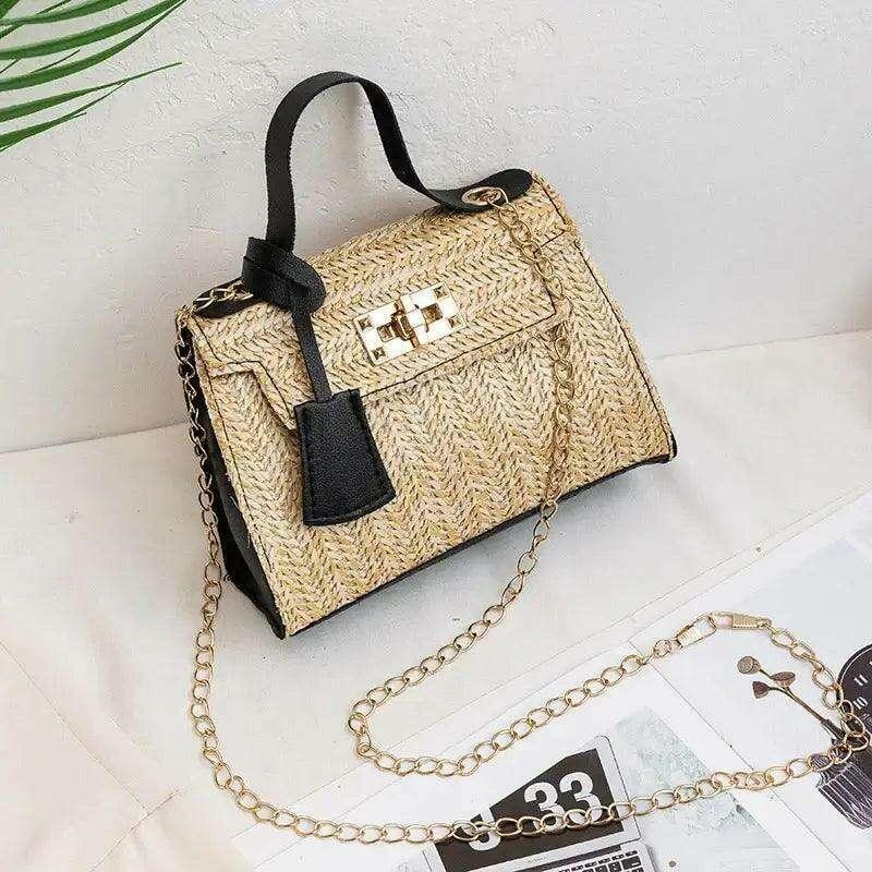 תיק צד קש קייצי עם שרשרת