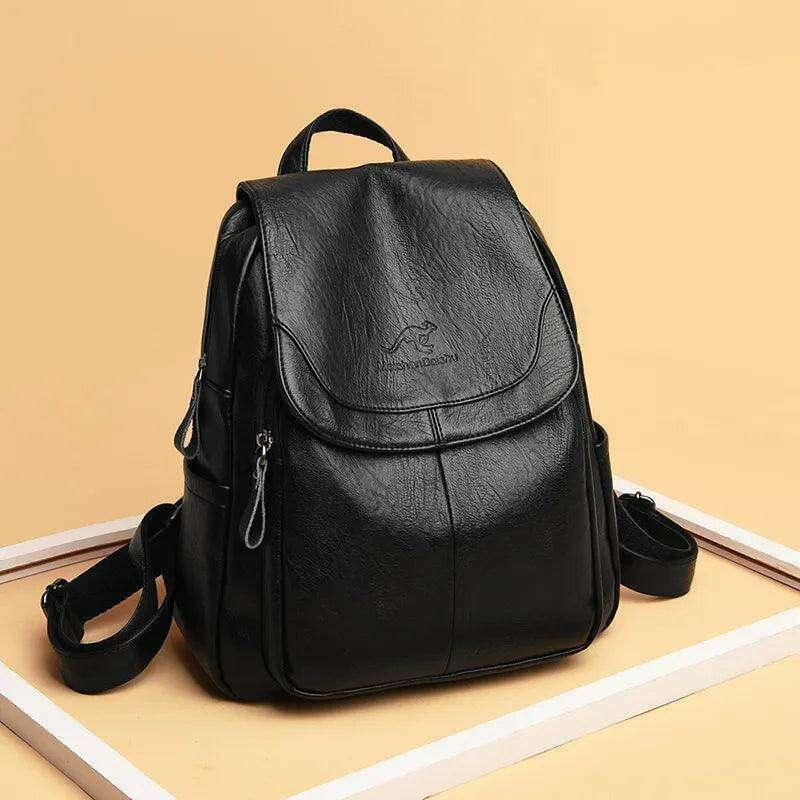 Classic leather backpack for women