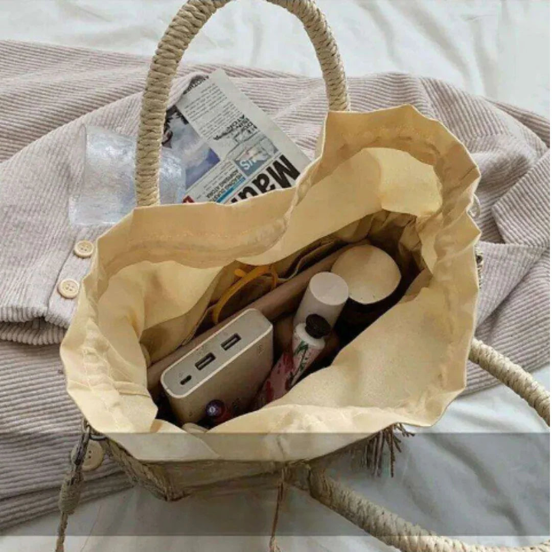 תיק קש טאסל אופנתי