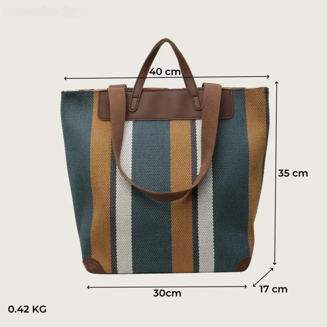 Striped canvas bag for women – a fashionable and comfortable shoulder bag for everyday use