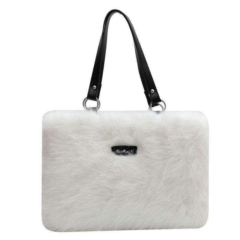 A fur bag for women with a colorful and bold design