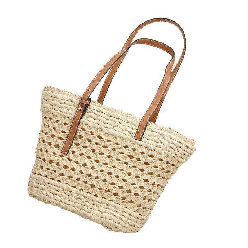 תיק קש קלוע עם ידית סינטטית Kazum