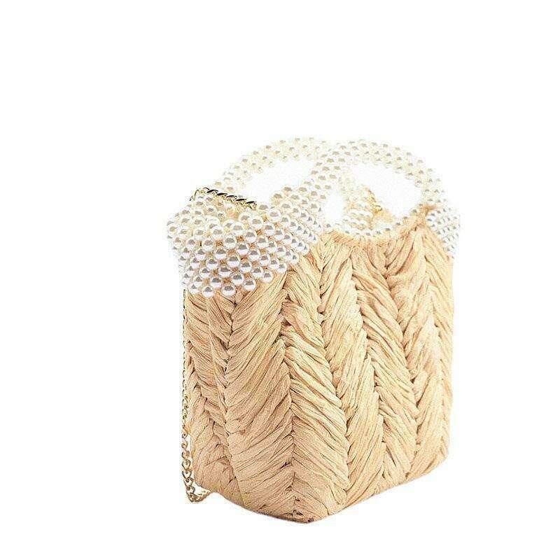 תיק קש בעיטור פנינים לנשים Kazum