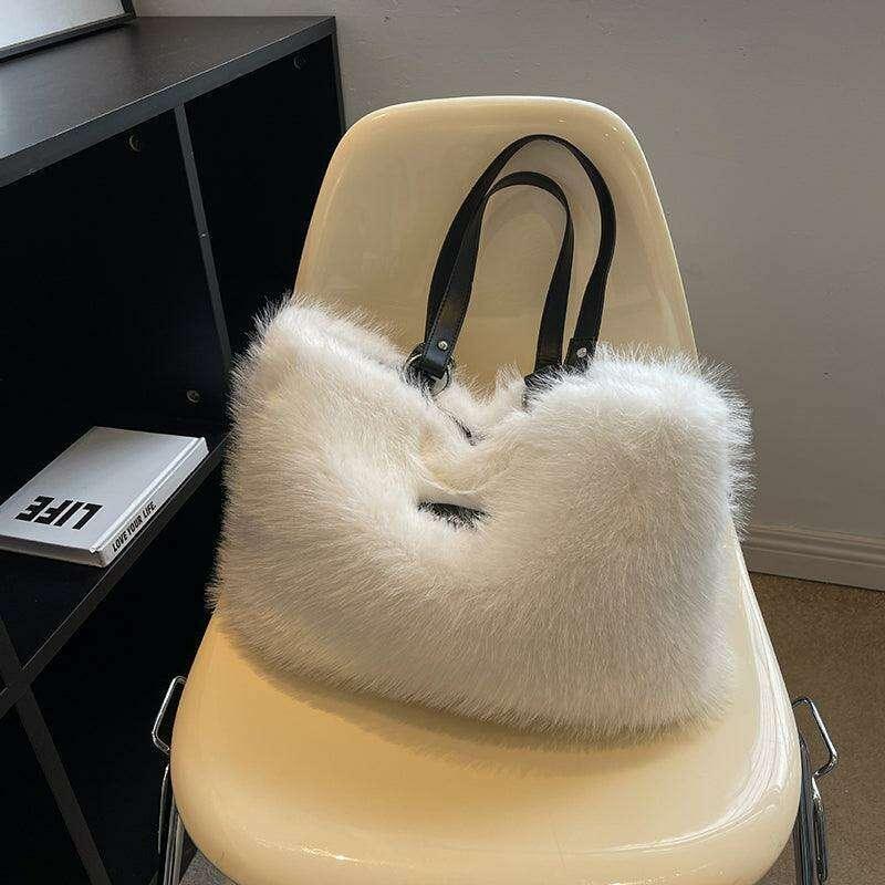 A fur bag for women with a colorful and bold design