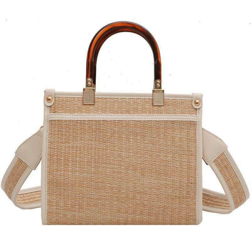 תיק שיק קש עם ידיות עץ Kazum