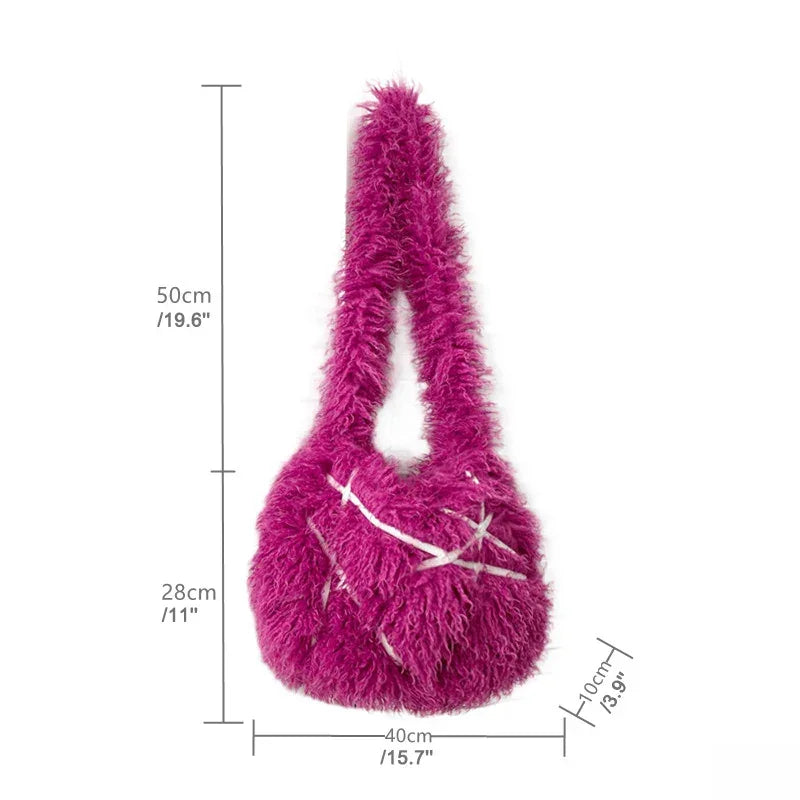 Furry crossbody bag for women