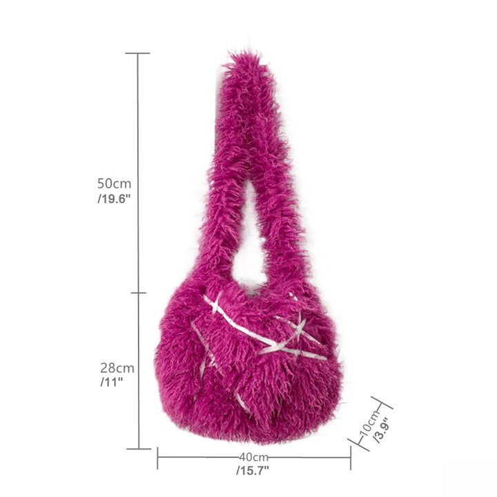 Furry crossbody bag for women