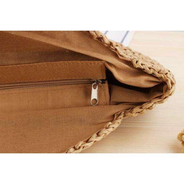 תיק קש עגול פשוט עם כתף אחת Kazum